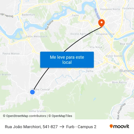 Rua João Marchiori, 541-827 to Furb - Campus 2 map