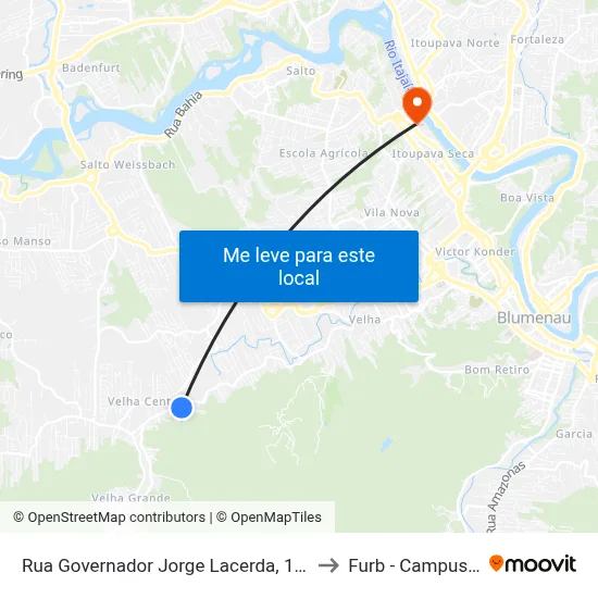 Rua Governador Jorge Lacerda, 188 to Furb - Campus 2 map