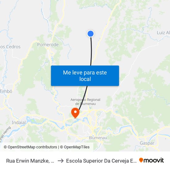 Rua Erwin Manzke, 2409 to Escola Superior Da Cerveja E Malte map