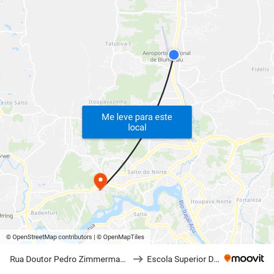 Rua Doutor Pedro Zimmermann - Aeroporto Quero-Quero to Escola Superior Da Cerveja E Malte map