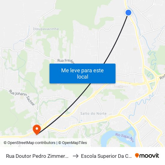 Rua Doutor Pedro Zimmermann, 3318-3626 to Escola Superior Da Cerveja E Malte map
