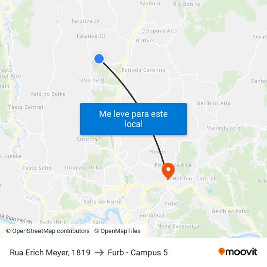 Rua Erich Meyer, 1819 to Furb - Campus 5 map