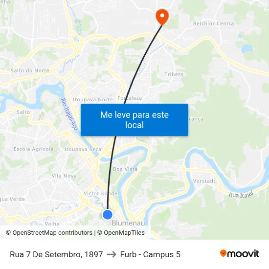 Rua 7 De Setembro, 1897 to Furb - Campus 5 map