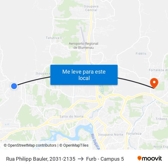 Rua Philipp Bauler, 2031-2135 to Furb - Campus 5 map