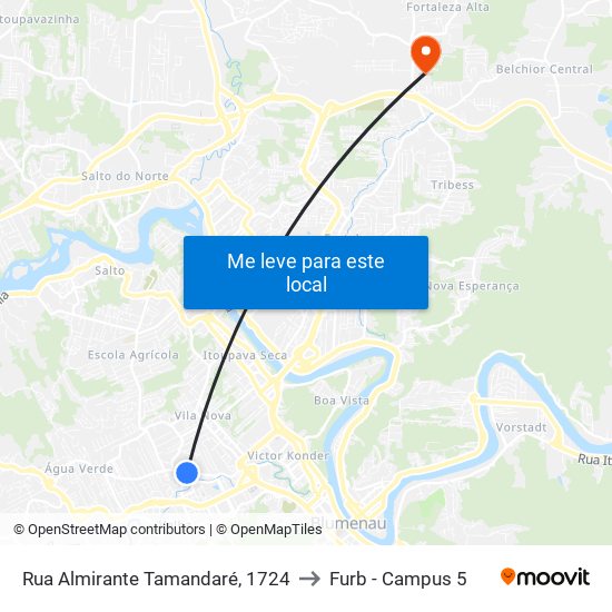 Rua Almirante Tamandaré, 1724 to Furb - Campus 5 map