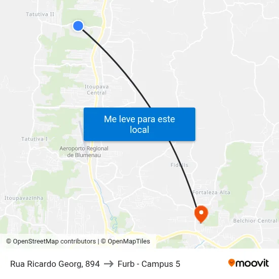 Rua Ricardo Georg, 894 to Furb - Campus 5 map