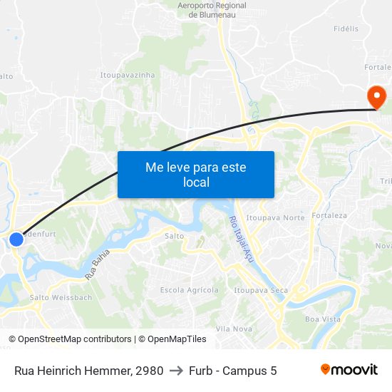 Rua Heinrich Hemmer, 2980 to Furb - Campus 5 map