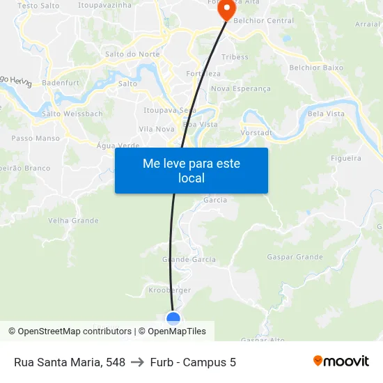 Rua Santa Maria, 548 to Furb - Campus 5 map