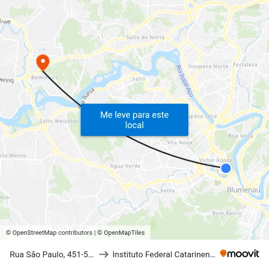 Rua São Paulo, 451-515 to Instituto Federal Catarinense map
