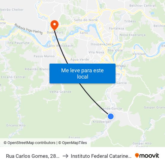 Rua Carlos Gomes, 28-80 to Instituto Federal Catarinense map