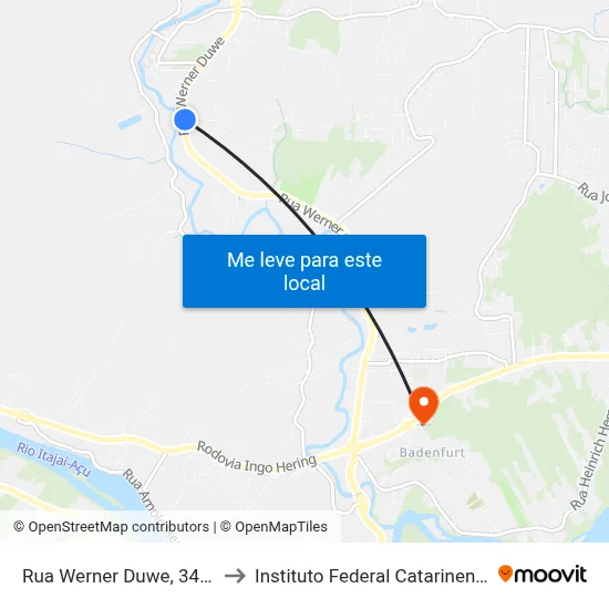 Rua Werner Duwe, 3408 to Instituto Federal Catarinense map
