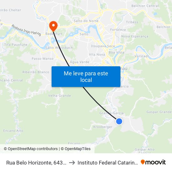 Rua Belo Horizonte, 643-669 to Instituto Federal Catarinense map