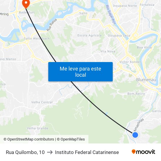 Rua Quilombo, 10 to Instituto Federal Catarinense map