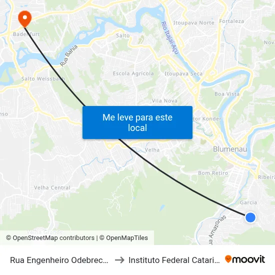Rua Engenheiro Odebrecht, 986 to Instituto Federal Catarinense map