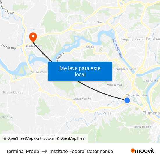 Terminal Proeb to Instituto Federal Catarinense map