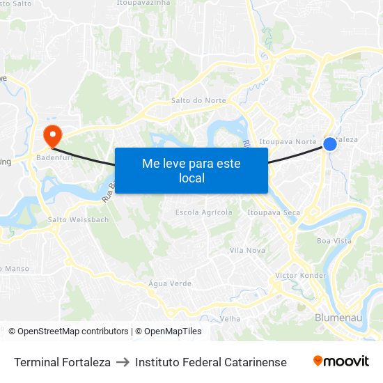 Terminal Fortaleza to Instituto Federal Catarinense map