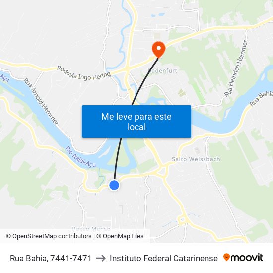 Rua Bahia, 7441-7471 to Instituto Federal Catarinense map
