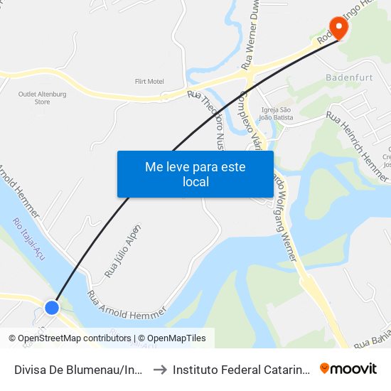 Divisa De Blumenau/Indaial to Instituto Federal Catarinense map