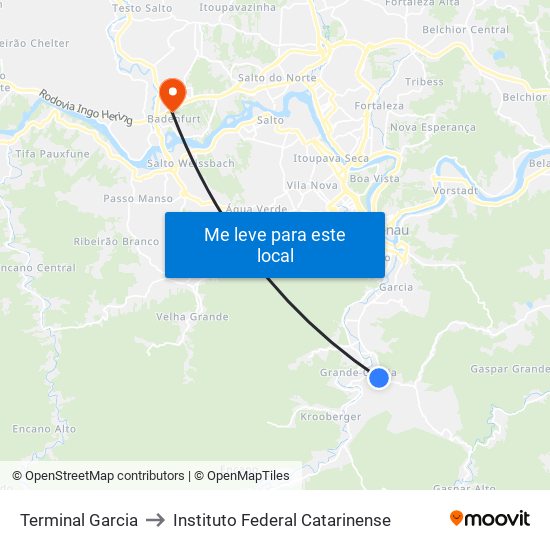 Terminal Garcia to Instituto Federal Catarinense map