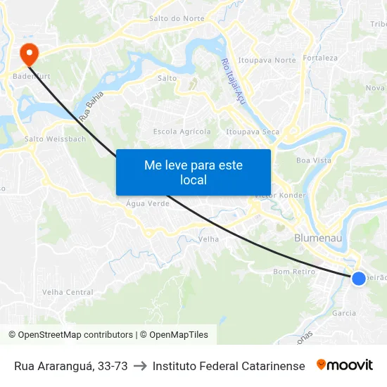 Rua Araranguá, 33-73 to Instituto Federal Catarinense map
