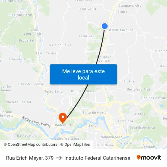 Rua Erich Meyer, 379 to Instituto Federal Catarinense map