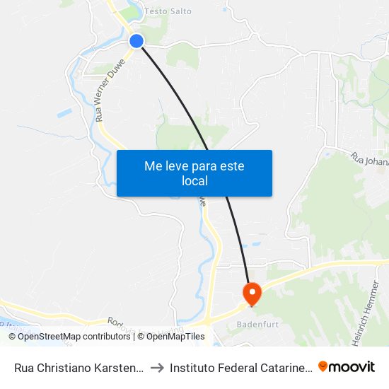 Rua Christiano Karsten, 32 to Instituto Federal Catarinense map