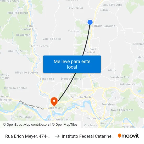 Rua Erich Meyer, 474-620 to Instituto Federal Catarinense map