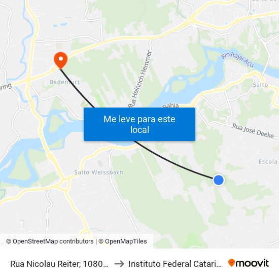 Rua Nicolau Reiter, 1080-1100 to Instituto Federal Catarinense map