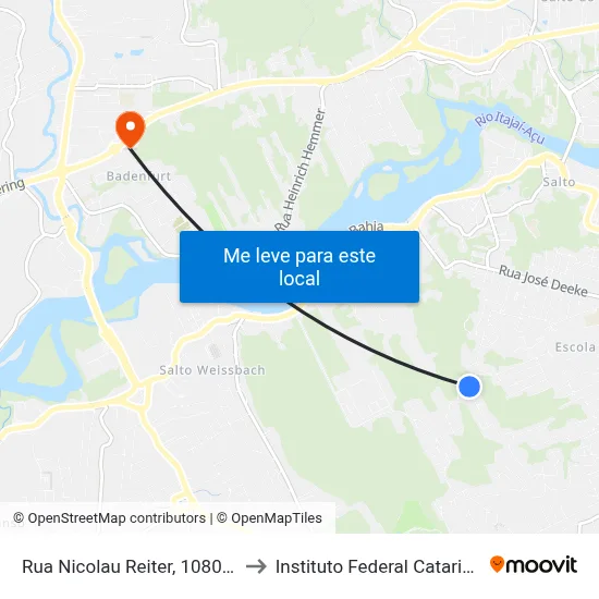 Rua Nicolau Reiter, 1080-1100 to Instituto Federal Catarinense map