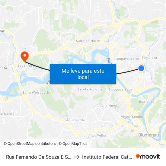 Rua Fernando De Souza E Silva, 1481 to Instituto Federal Catarinense map