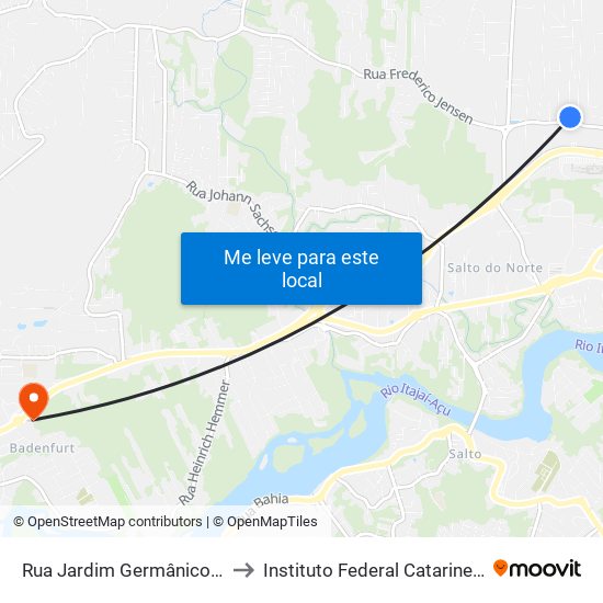 Rua Jardim Germânico, 42 to Instituto Federal Catarinense map