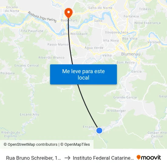 Rua Bruno Schreiber, 1939 to Instituto Federal Catarinense map