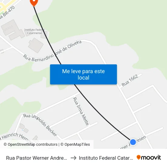 Rua Pastor Werner Andresen, 42 to Instituto Federal Catarinense map