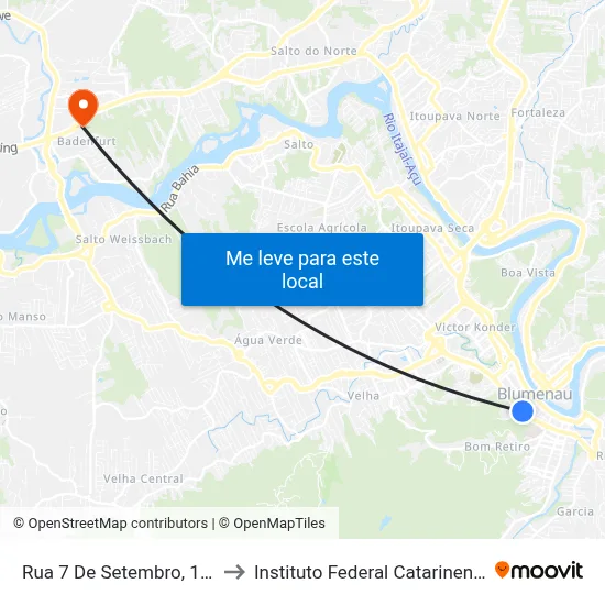 Rua 7 De Setembro, 132 to Instituto Federal Catarinense map