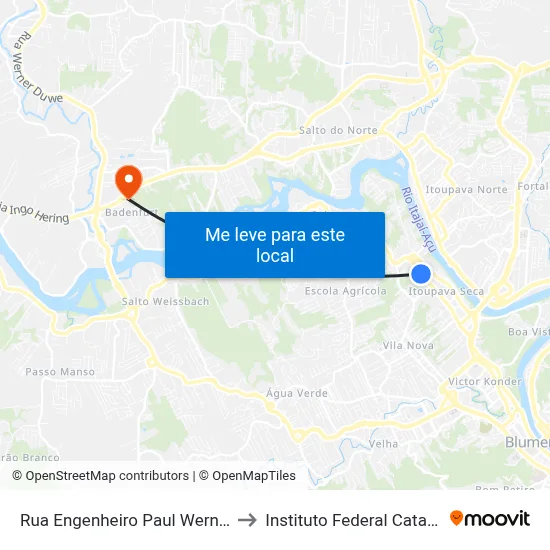 Rua Engenheiro Paul Werner, 1433 to Instituto Federal Catarinense map