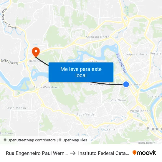 Rua Engenheiro Paul Werner, 2929 to Instituto Federal Catarinense map