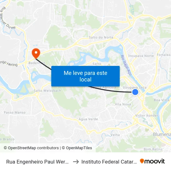 Rua Engenheiro Paul Werner, 649 to Instituto Federal Catarinense map