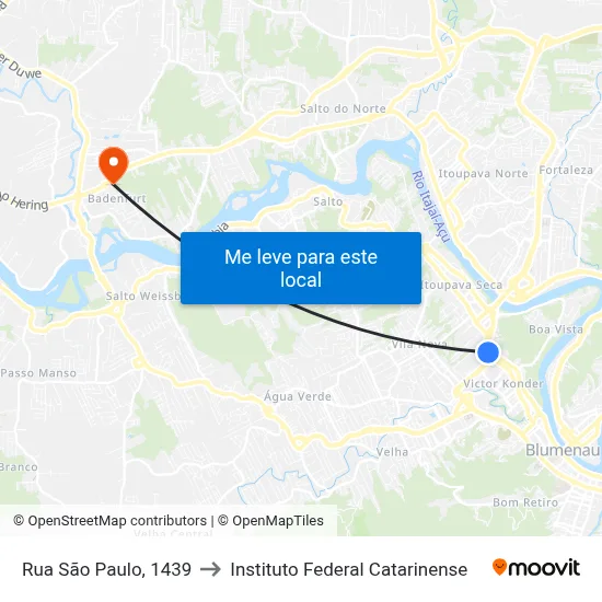 Rua São Paulo, 1439 to Instituto Federal Catarinense map