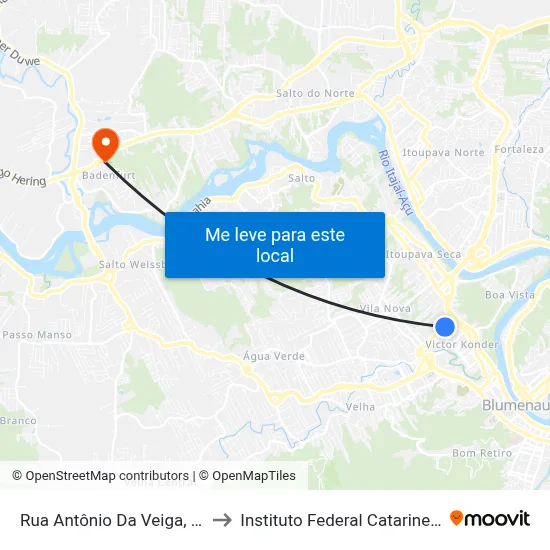 Rua Antônio Da Veiga, 176 to Instituto Federal Catarinense map