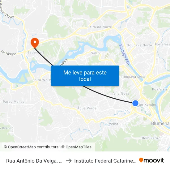 Rua Antônio Da Veiga, 534 to Instituto Federal Catarinense map