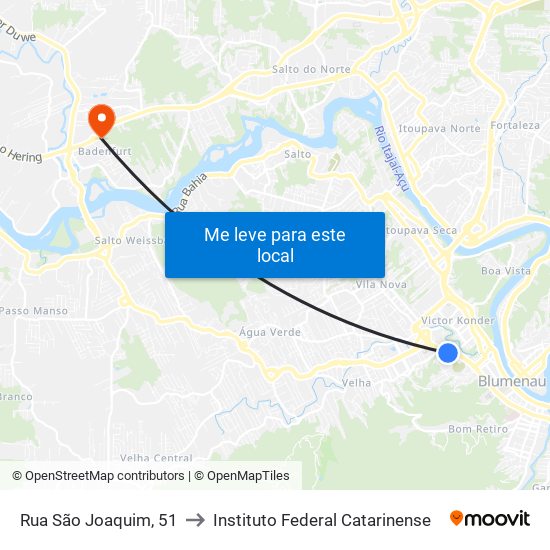 Rua São Joaquim, 51 to Instituto Federal Catarinense map