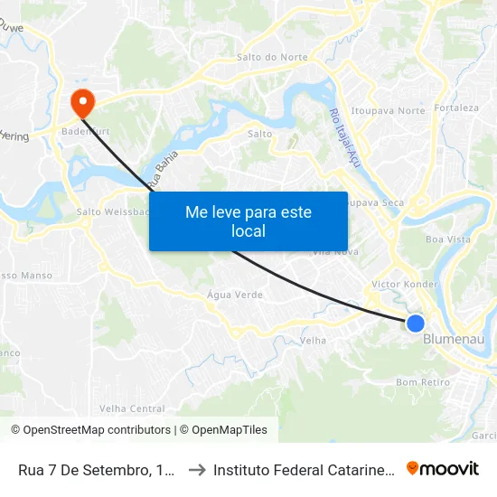 Rua 7 De Setembro, 1897 to Instituto Federal Catarinense map
