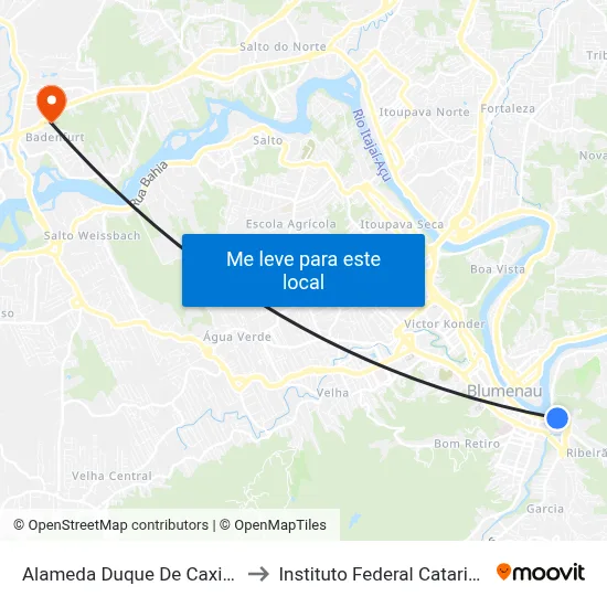 Alameda Duque De Caxias, 65 to Instituto Federal Catarinense map