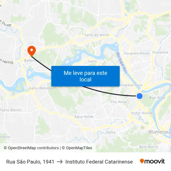 Rua São Paulo, 1941 to Instituto Federal Catarinense map
