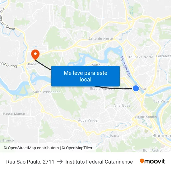 Rua São Paulo, 2711 to Instituto Federal Catarinense map