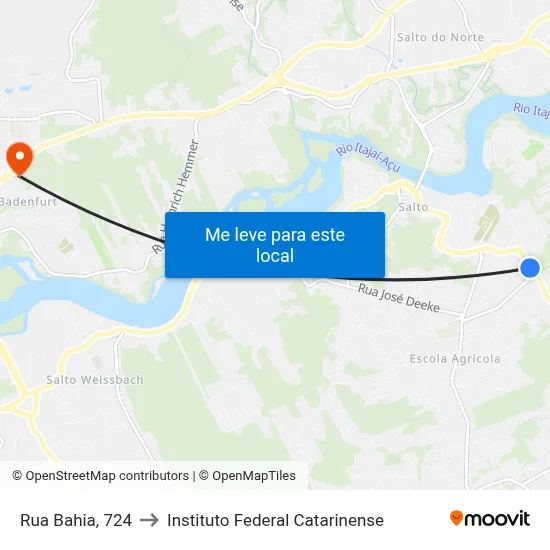 Rua Bahia, 724 to Instituto Federal Catarinense map