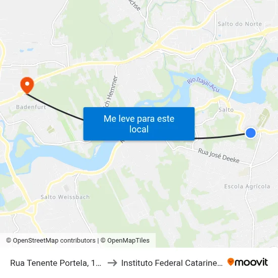 Rua Tenente Portela, 1375 to Instituto Federal Catarinense map