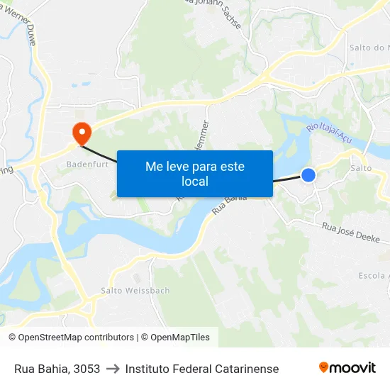 Rua Bahia, 3053 to Instituto Federal Catarinense map