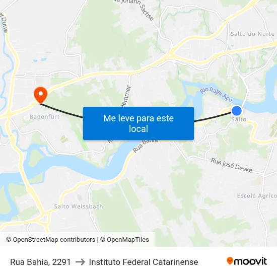 Rua Bahia, 2291 to Instituto Federal Catarinense map