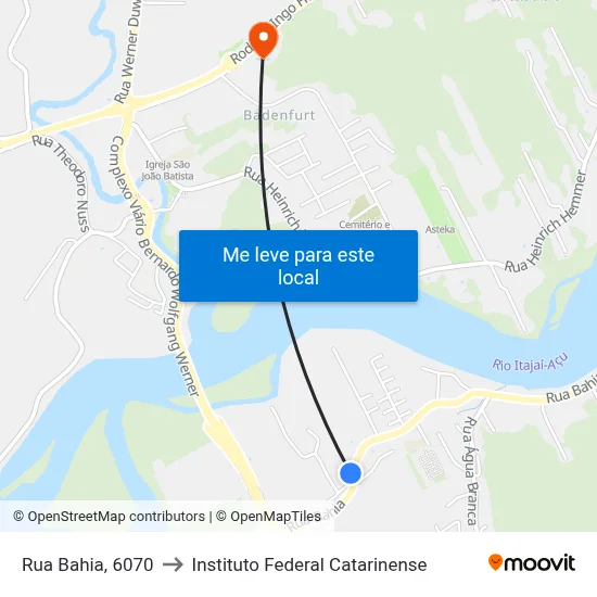 Rua Bahia, 6070 to Instituto Federal Catarinense map